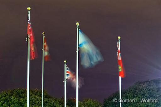 Flags At Night_P1190850-1.jpg - Photographed at Smiths Falls, Ontario, Canada.